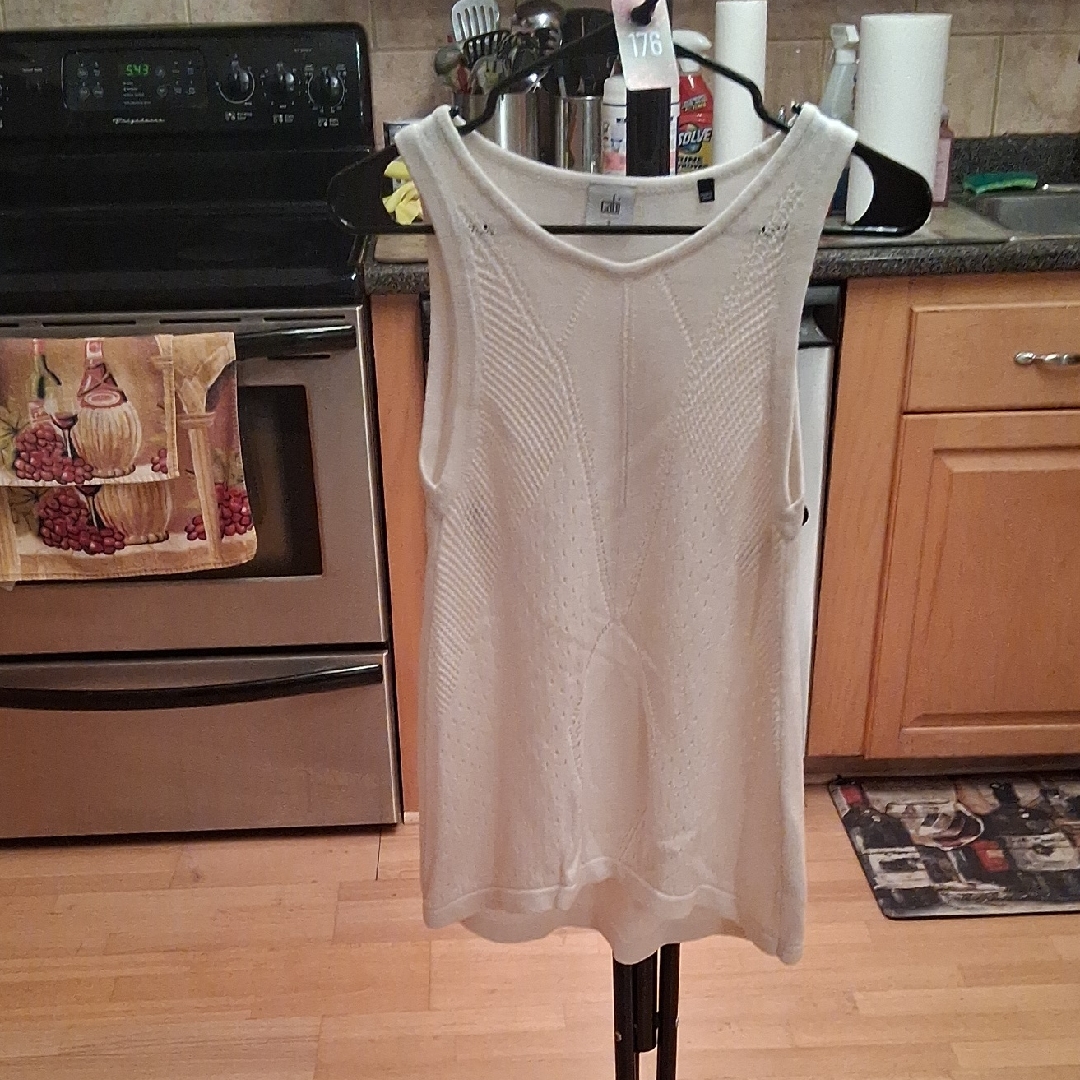 Cabi Cream Knit Scoop-Neck Tank